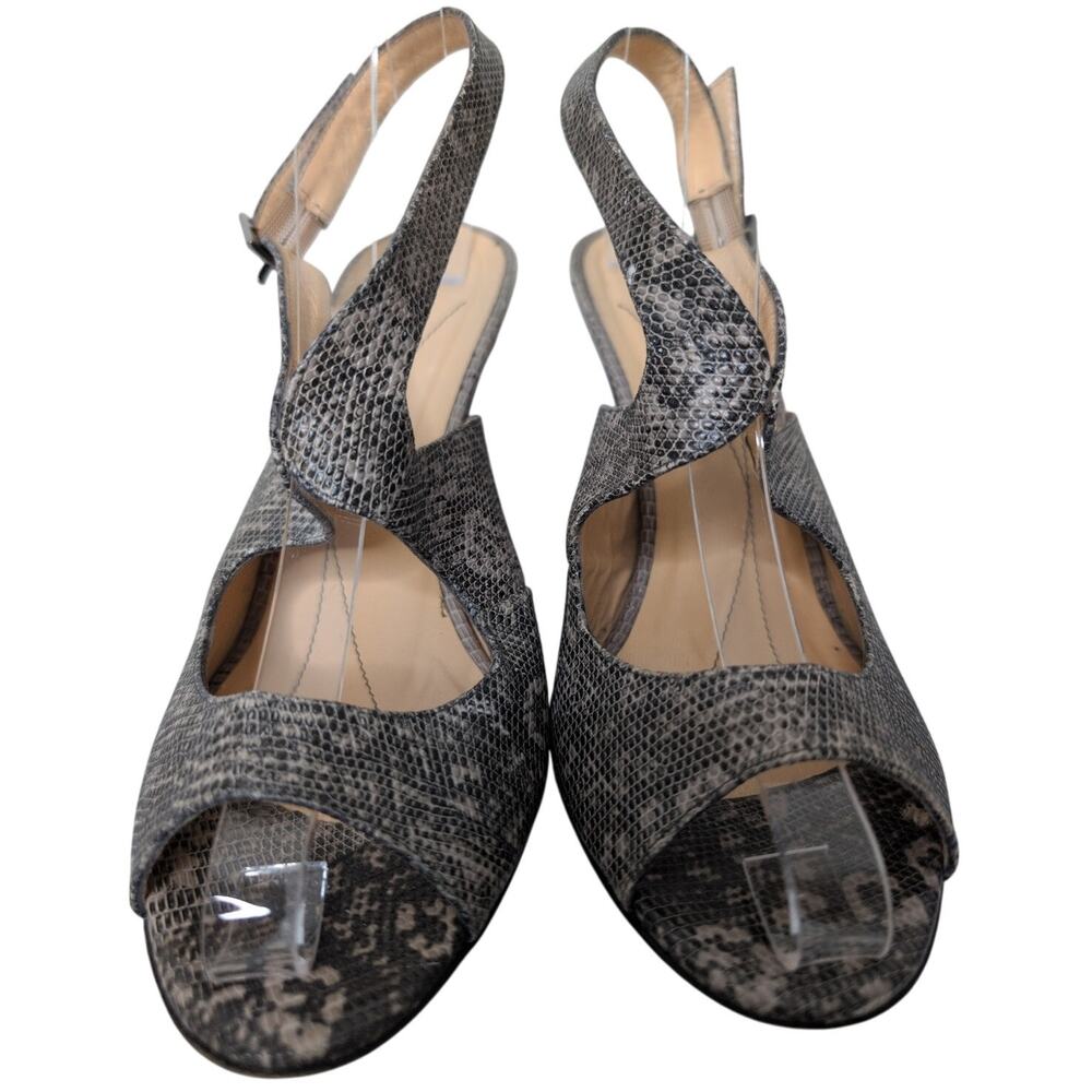 Kate Spade Leather‎ Snakeskin Slingback Peep Toe Heels 9B Party Cocktail Club - Picture 3 of 9